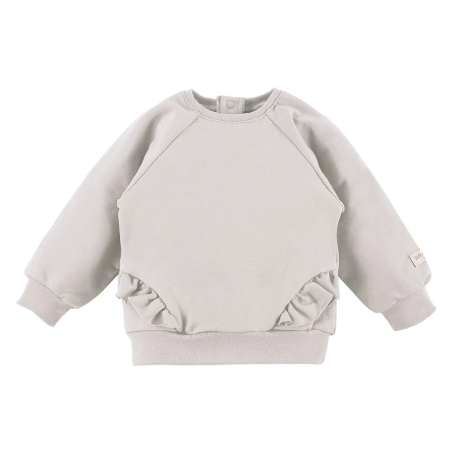 Beige ribbed leggings and ruffle sweatshirt set