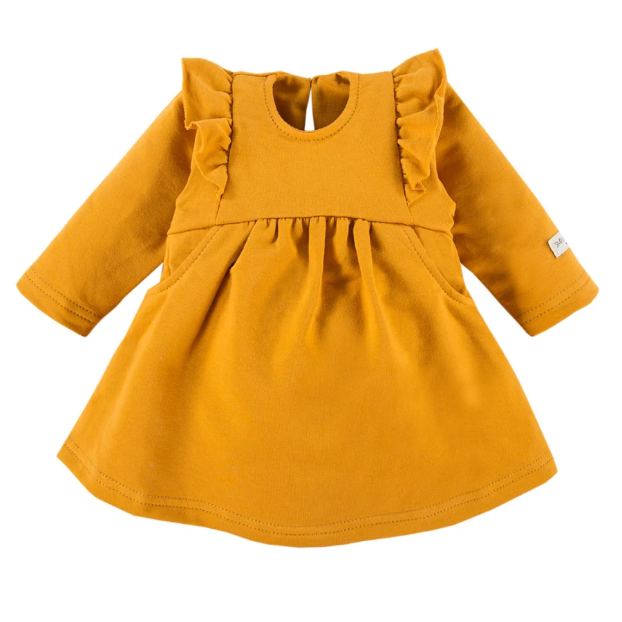 Honey dress with ruffles and bow headband set