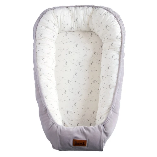 Grey baby nest with stars 90x50 cm