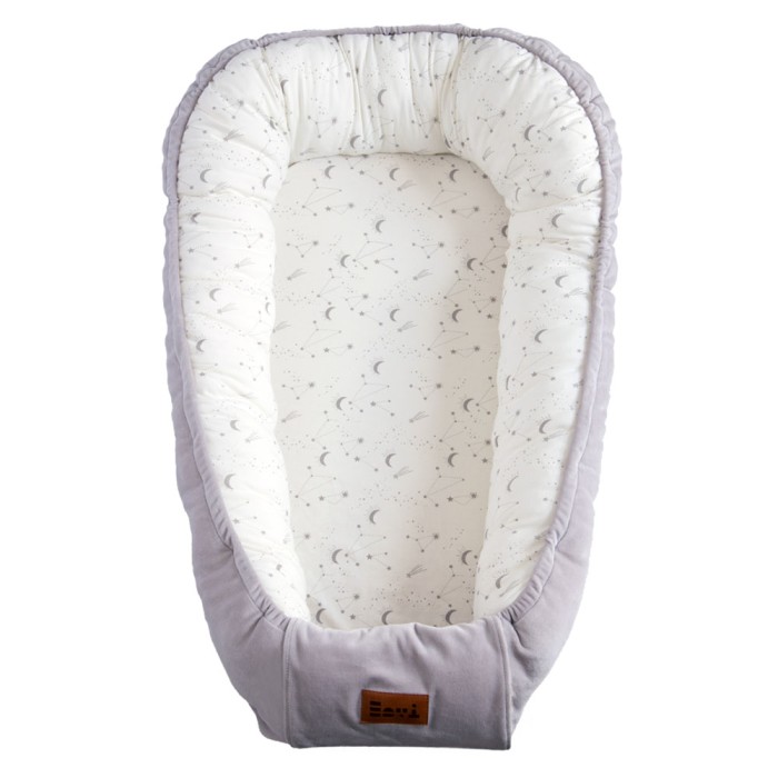 Grey baby nest with stars 90x50 cm