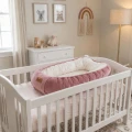 Baby nest pink with flowers 90x50 cm