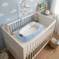 Baby nest blue with balloons 90x50 cm