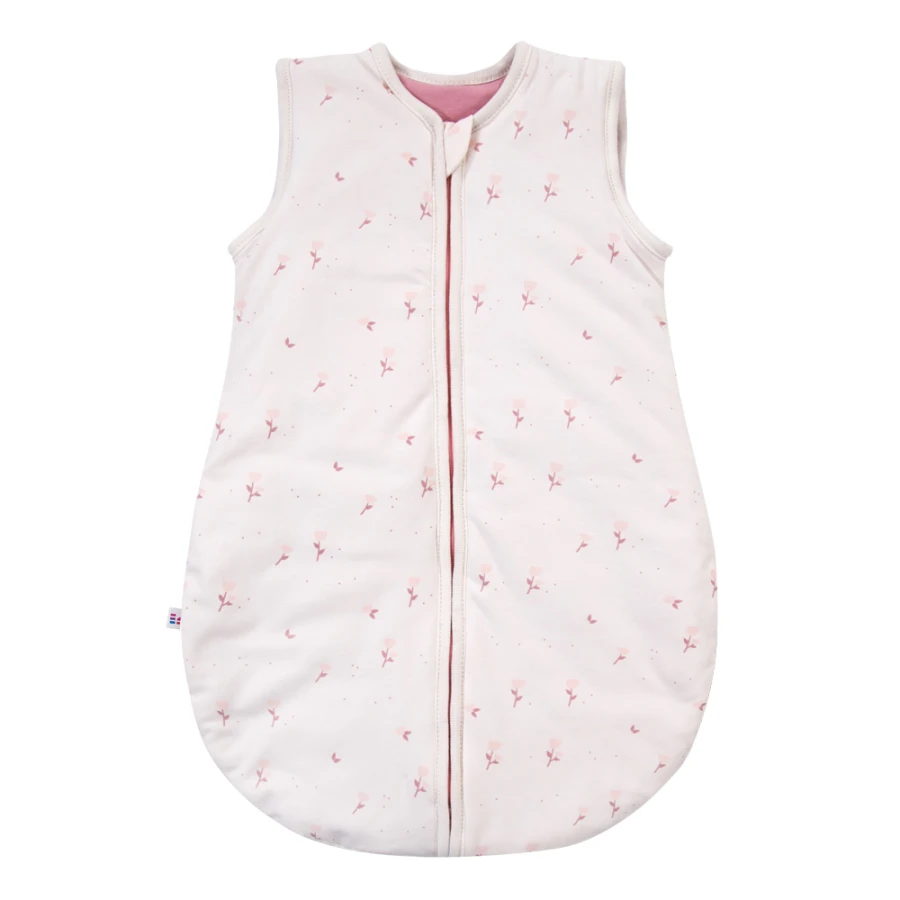 Cream baby sleeping bag with flowers 0.5 TOG