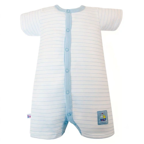 Baby romper white with light blue stripes