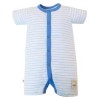 White baby romper with blue stripes