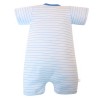 White baby romper with blue stripes