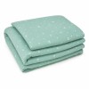 Muslin bedding set with filling green with leaves