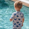 UV T-shirt ecru with short sleeves and blue whales
