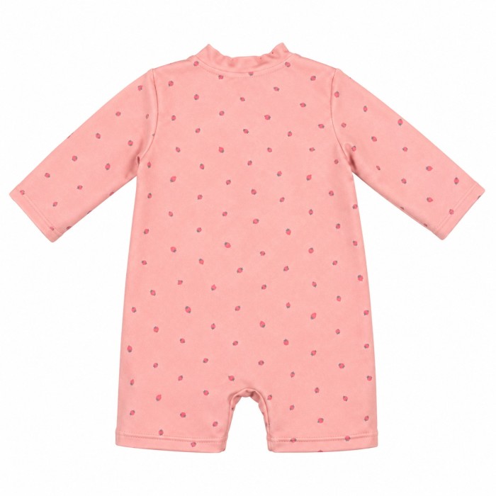 UV romper pink with strawberries