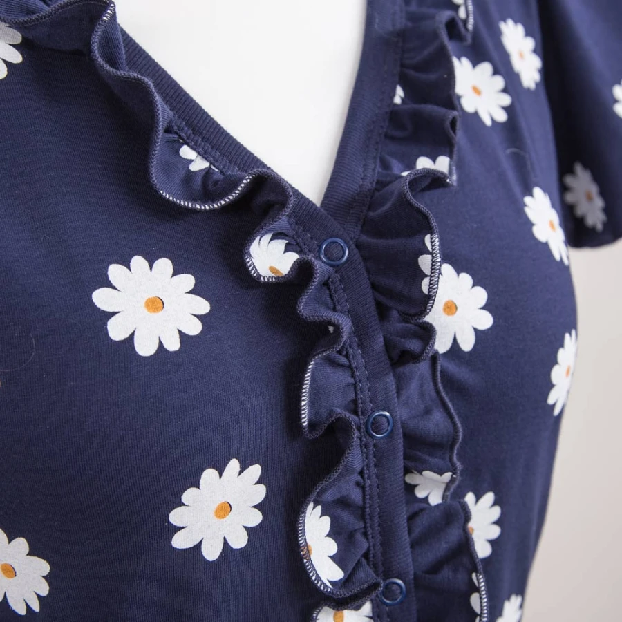 Pregnancy shirt navy blue with daisies LINDA