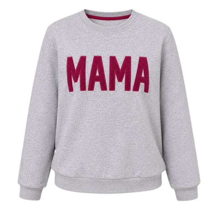 Bluza z napisem MAMA szara z bordowym haftem
