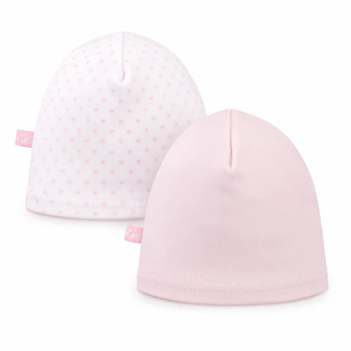 2-pack baby hat pink/white
