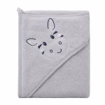 Baby hooded towel light gray with zebra