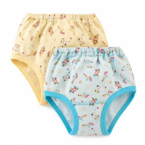 2-pack girls cotton briefs with dogs yellow/turquoise