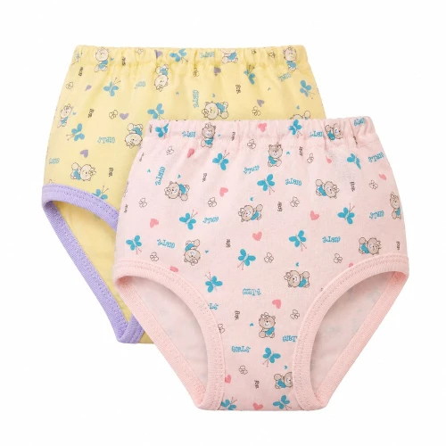 2-pack girls cotton briefs with cats yellow/pink