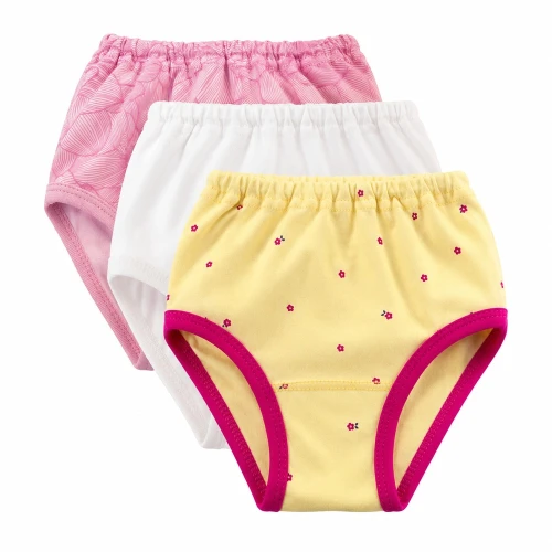3-pack girls' cotton briefs lemon/white/pink floral