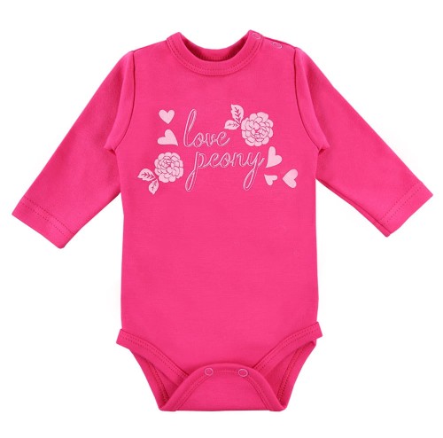 Bodysuit for girls pink, love peony