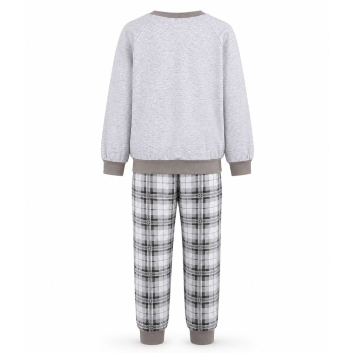 Grey children's pajamas with embroidered dog