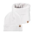 White ribbed children’s hat and snood set
