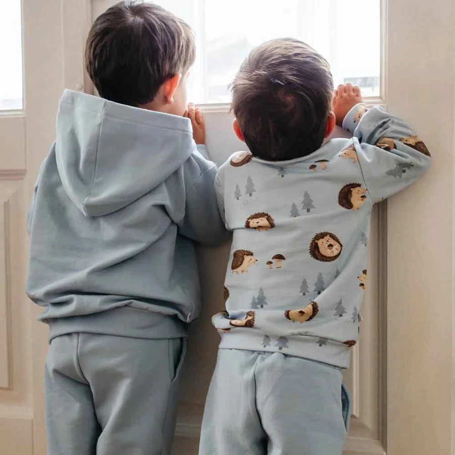Bluza dziecięca dresowa w jeże niebieska