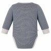 Grey baby wrap bodysuit with long sleeves and hedgehog print
