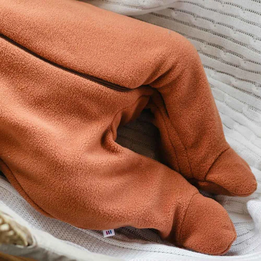Brown baby fleece snowsuit