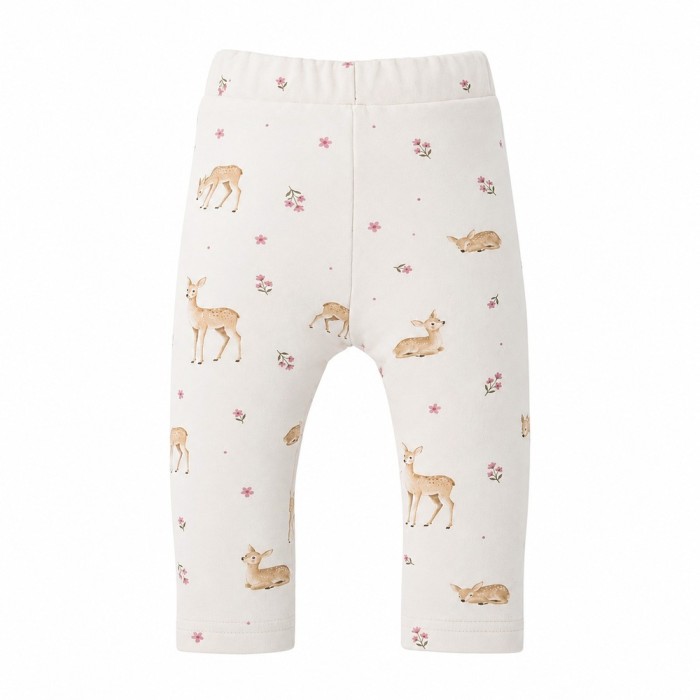 Legginsy dziewczęce ecru w sarenki