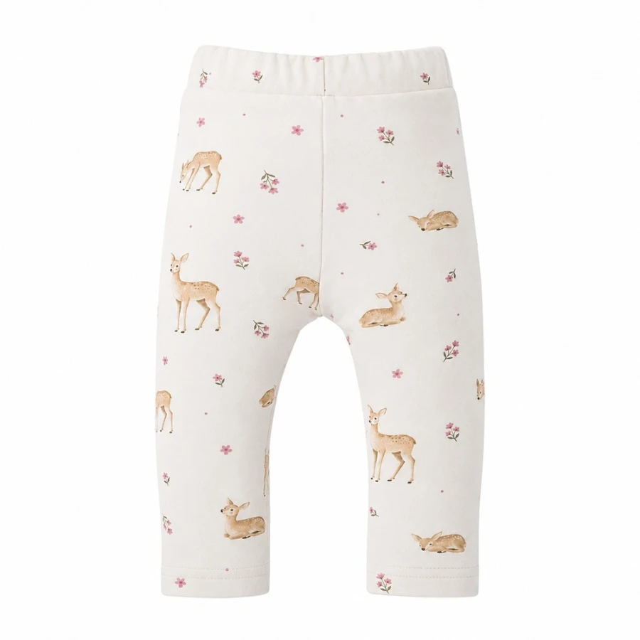 Legginsy dziewczęce ecru w sarenki