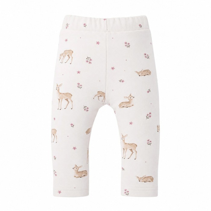 Legginsy dziewczęce ecru w sarenki