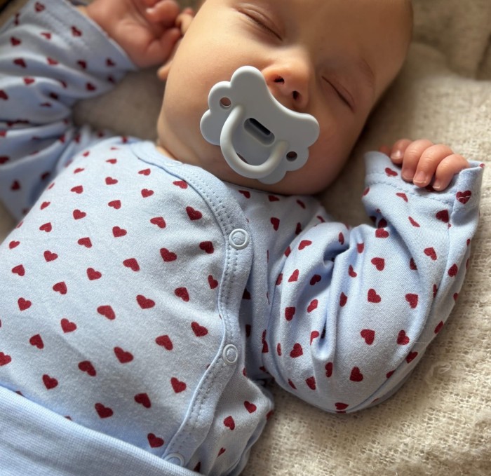 Baby Wrap Bodysuit Blue with Hearts