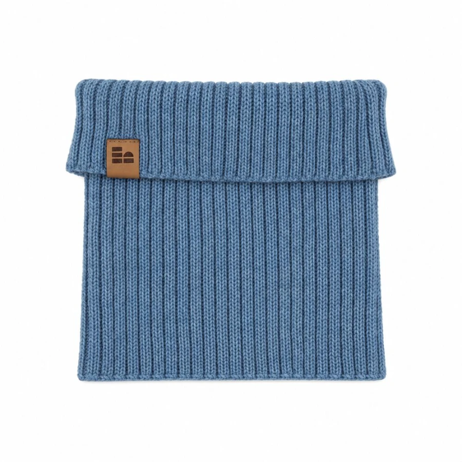 Blue merino wool neck warmer for children