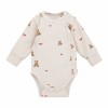 Grow-with-me ecru baby bodysuit with bears and hearts