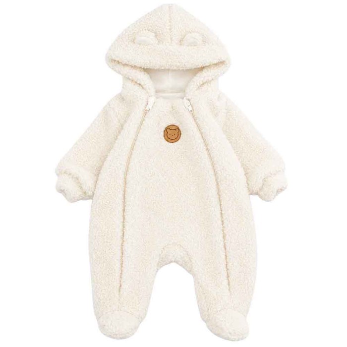 Ecru Baby Teddy Fleece Pramsuit