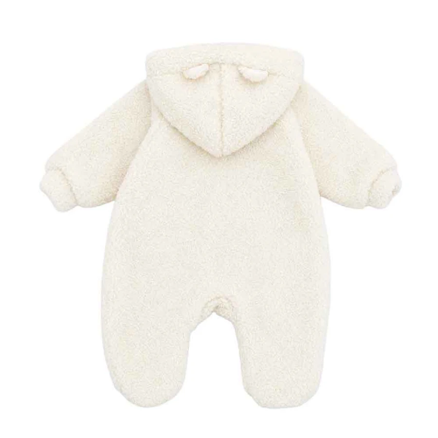 Ecru Baby Teddy Fleece Pramsuit