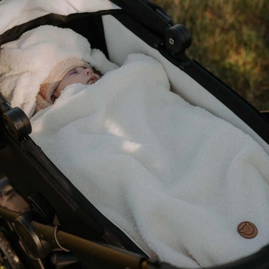Ecru Baby Stroller Footmuff in Teddy Fleece