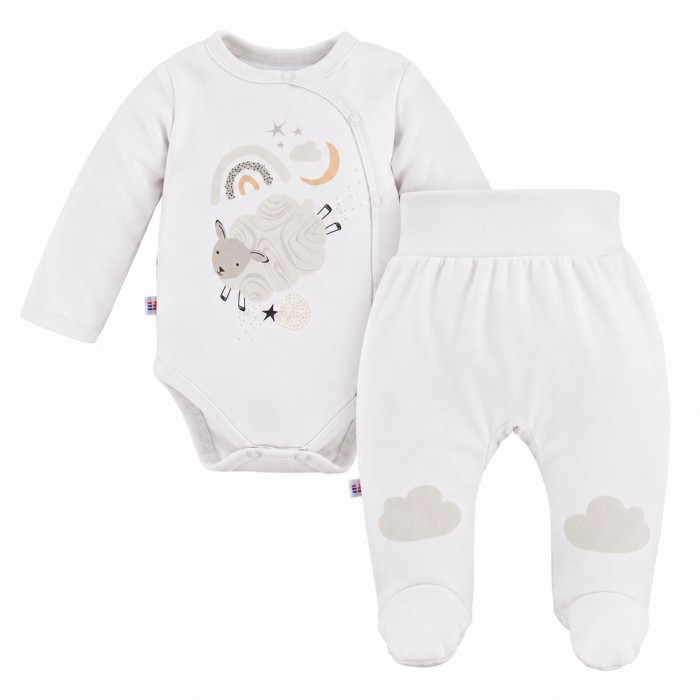 Mellow baby set with wrap bodysuit and footed trousers