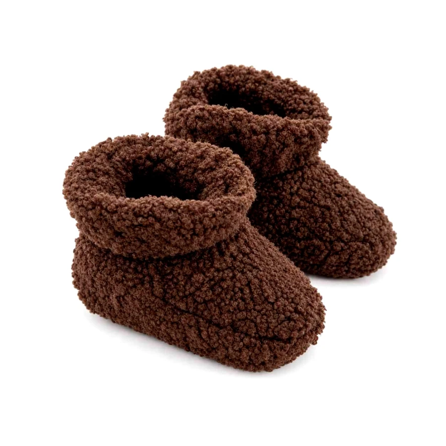 Brown Sherpa Baby Booties
