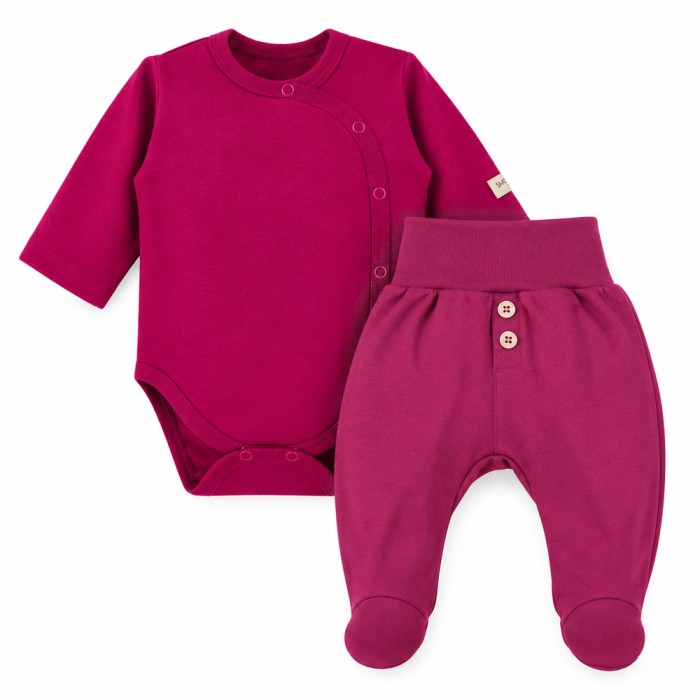 Burgundy Baby Set with Wrap Bodysuit and Footed Pants