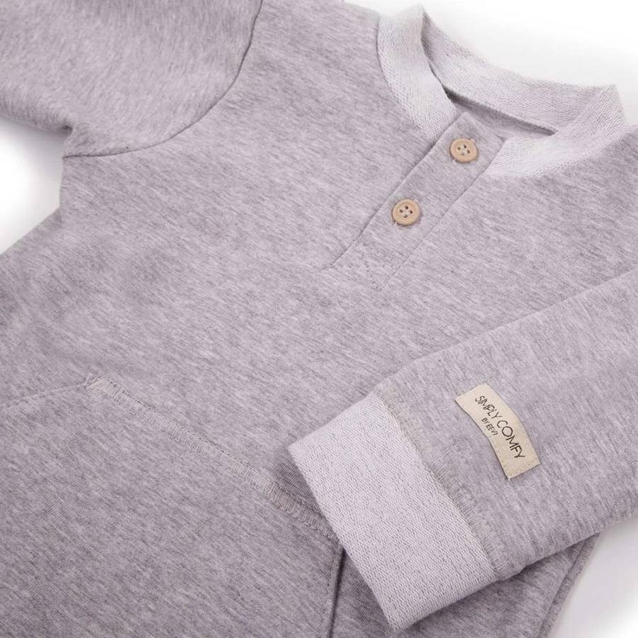 Grey baby sweatshirt romper without feet