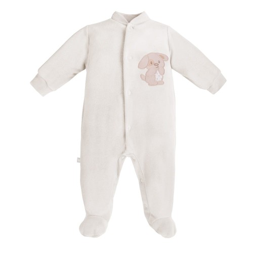 Velvet playsuit NEWBORN ecru