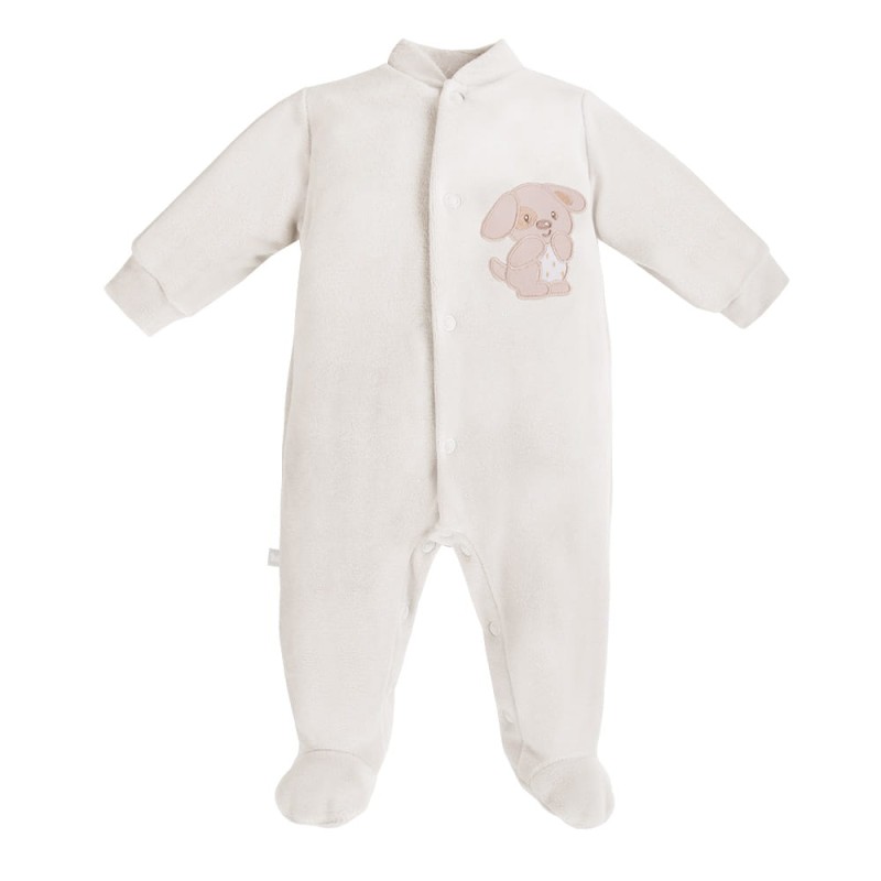 Velvet playsuit NEWBORN ecru