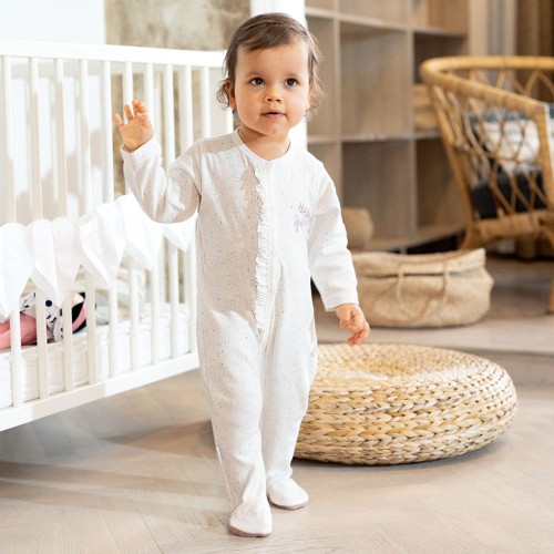 Sleepsuit dots SWAN white