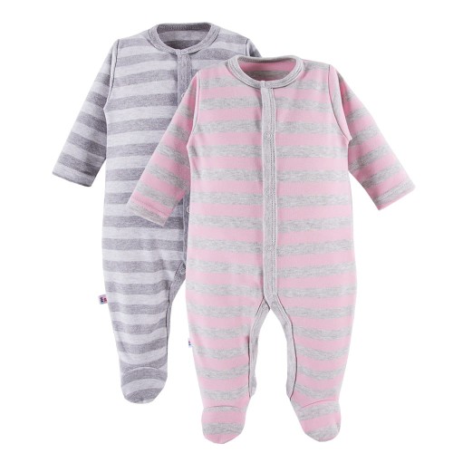 Sleepsuit 2-pack gray, pink