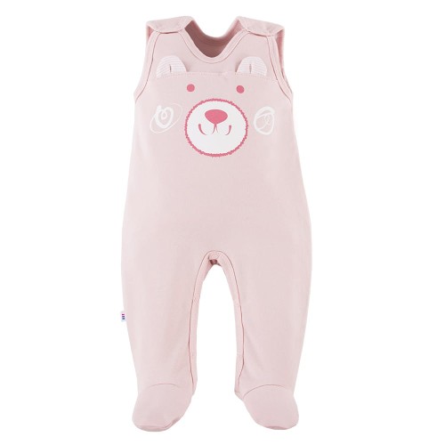 Romper suit with bear pink