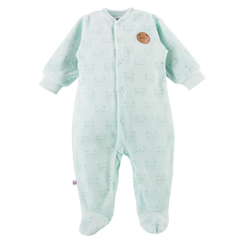 Velvet jumpsuit with bear mint