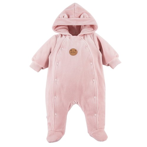 Hooded velvet pramsuit pink