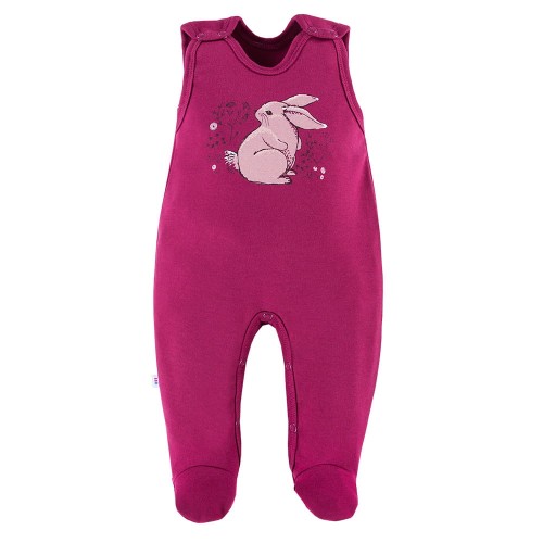 Maroon romper with rabbit