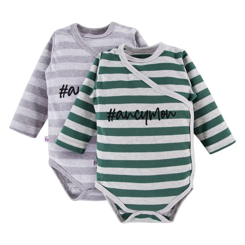 Cardigan bodysuits 2-pack gray, green