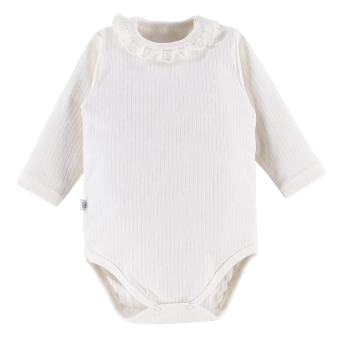 Elegant baby bodysuit with frill ecru