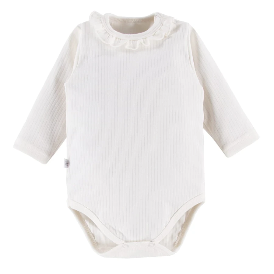 Elegant baby bodysuit with frill ecru